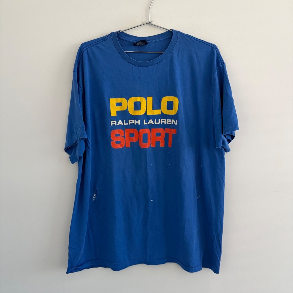Vintage Polo Sport Ralph Lauren Blue Graphic T-Shirt XL Made in USA